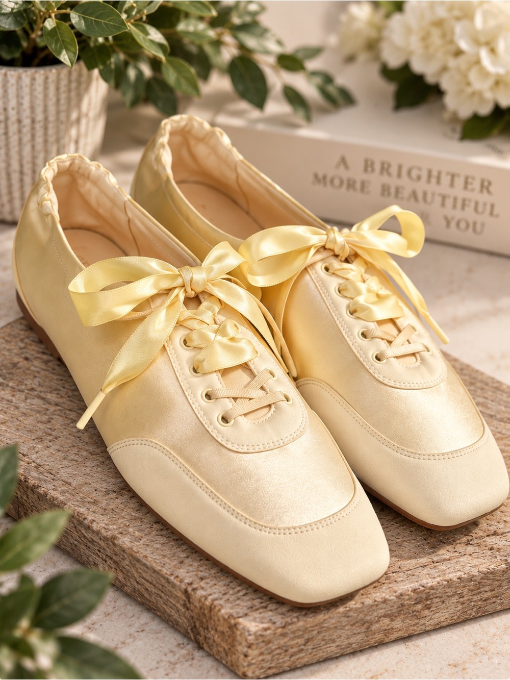 VIVAIA Cristina Satin Sneakerina Light Gold Ballet Sneakers Size 10 NWOB